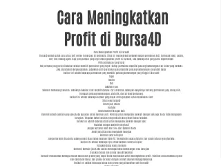 Cara Meningkatkan Profit di Bursa4D