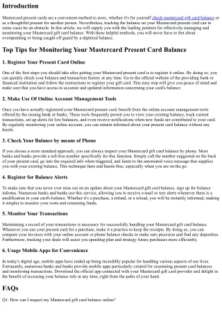 Leading Tips for Keeping An Eye On Your Mastercard Gift Card Balance
