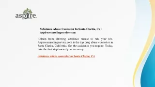 Substance Abuse Counselor In Santa Clarita, Ca | Aspirecounselingservice.com