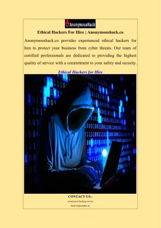 Ethical Hackers For Hire  Anonymoushack.co