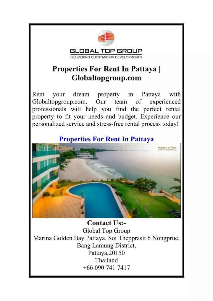 properties for rent in pattaya globaltopgroup com
