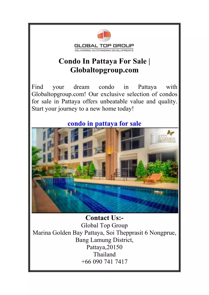 condo in pattaya for sale globaltopgroup com