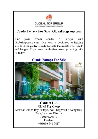 Condo Pattaya For Sale | Globaltopgroup.com