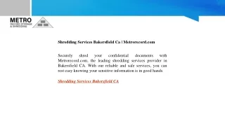 Shredding Services Bakersfield Ca | Metrorecord.com