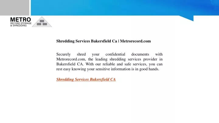 shredding services bakersfield ca metrorecord com
