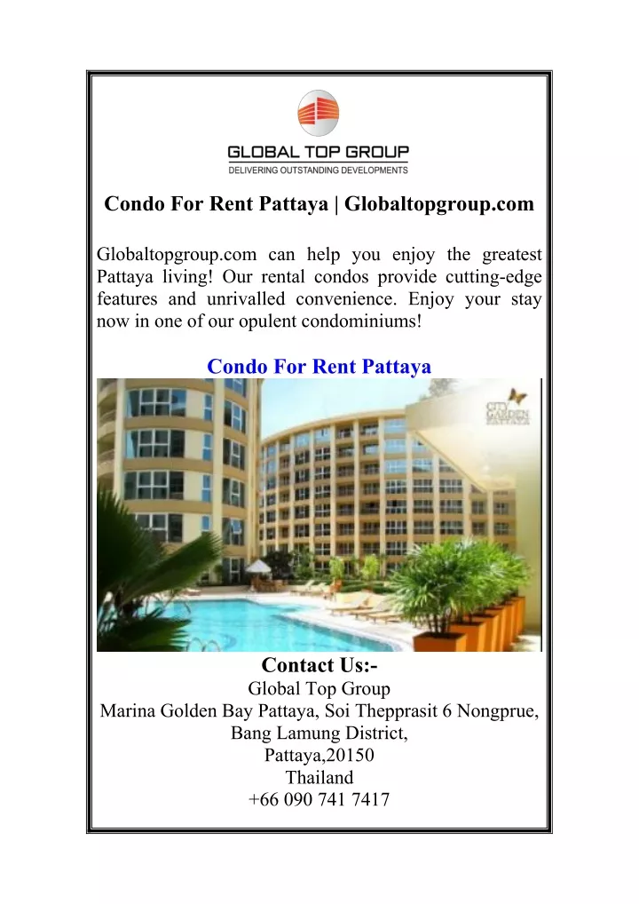 condo for rent pattaya globaltopgroup com