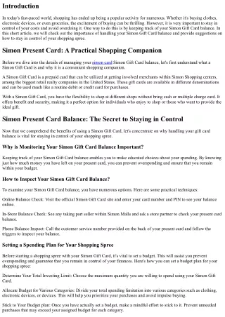 Simon Gift Card Balance: Staying in Control of Your Shopping Spree