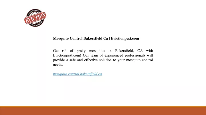 mosquito control bakersfield ca evictionpest com