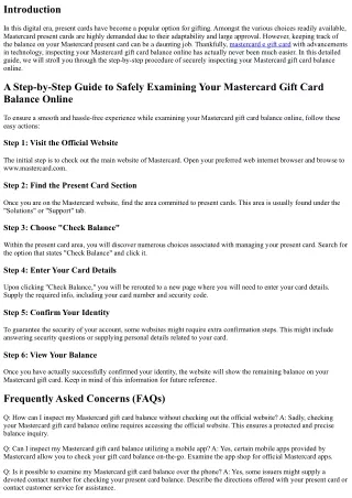 A Step-by-Step Guide to Safely Checking Your Mastercard Gift Card Balance Online
