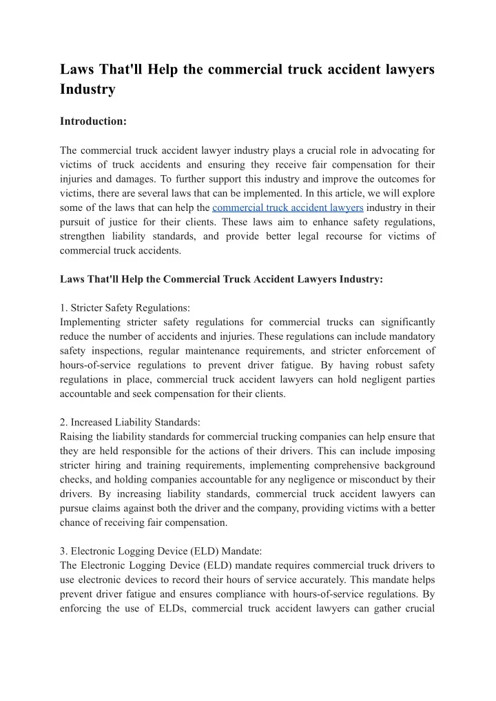 laws that ll help the commercial truck accident