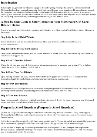 A Step-by-Step Guide to Securely Inspecting Your Mastercard Gift Card Balance On