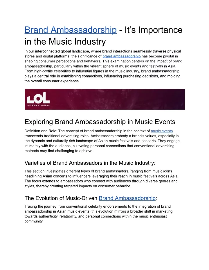 brand ambassadorship it s importance in the music