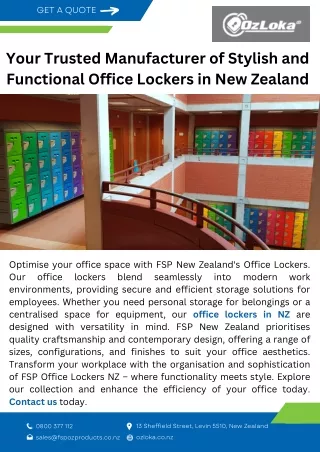 Your Trusted Manufacturer of Stylish and Functional Office Lockers in New Zealand