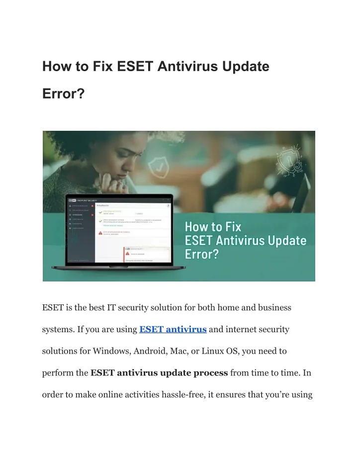 how to fix eset antivirus update