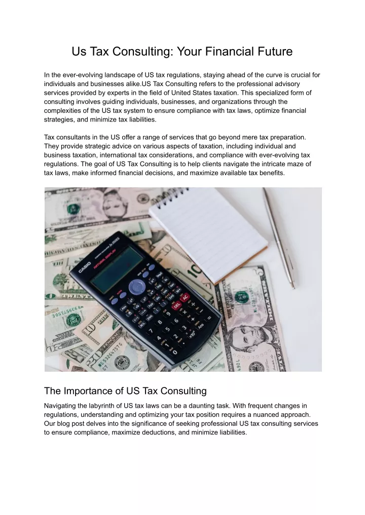 us tax consulting your financial future