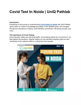 covid test in noida uniq pathlab