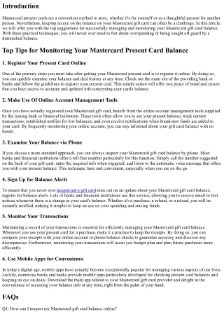 Leading Tips for Keeping Track of Your Mastercard Gift Card Balance