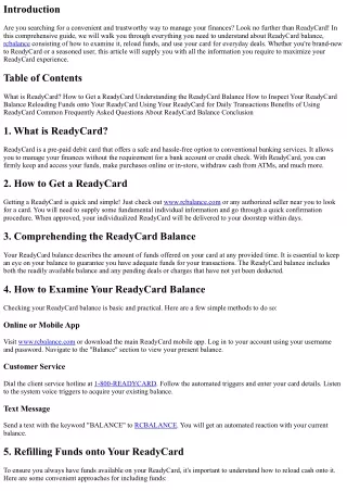 ReadyCard Balance 101: Everything You Need to Know