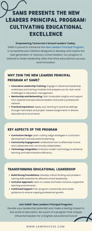 SAMS PRESENTS THE NEW LEADERS PRINCIPAL PROGRAM CULTIVATING EDUCATIONAL EXCELLENCE