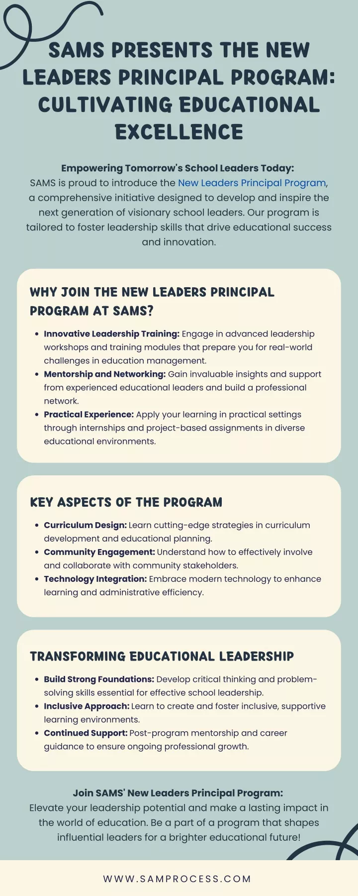 sams presents the new leaders principal program