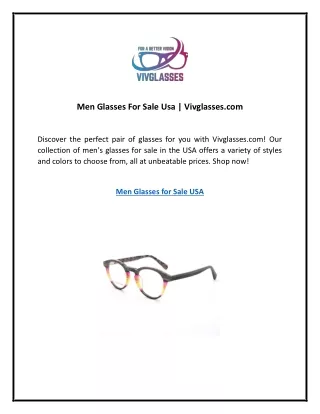 Men Glasses For Sale Usa | Vivglasses.com
