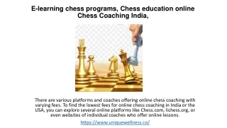 online Chess Coaching India, E-learning chess programs