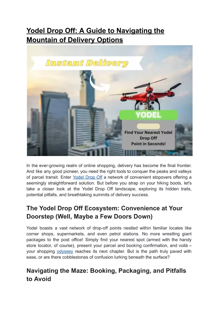 PPT - Yodel Drop Off-A Guide to Navigating the Mountain of Delivery ...