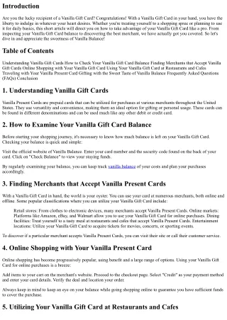 Savor the Sweetness of Vanilla Balance: How to Use Your Vanilla Gift Card Like a