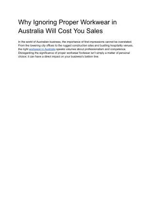 why ignoring proper workwear in australia will