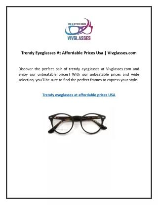 Trendy Eyeglasses At Affordable Prices Usa | Vivglasses.com