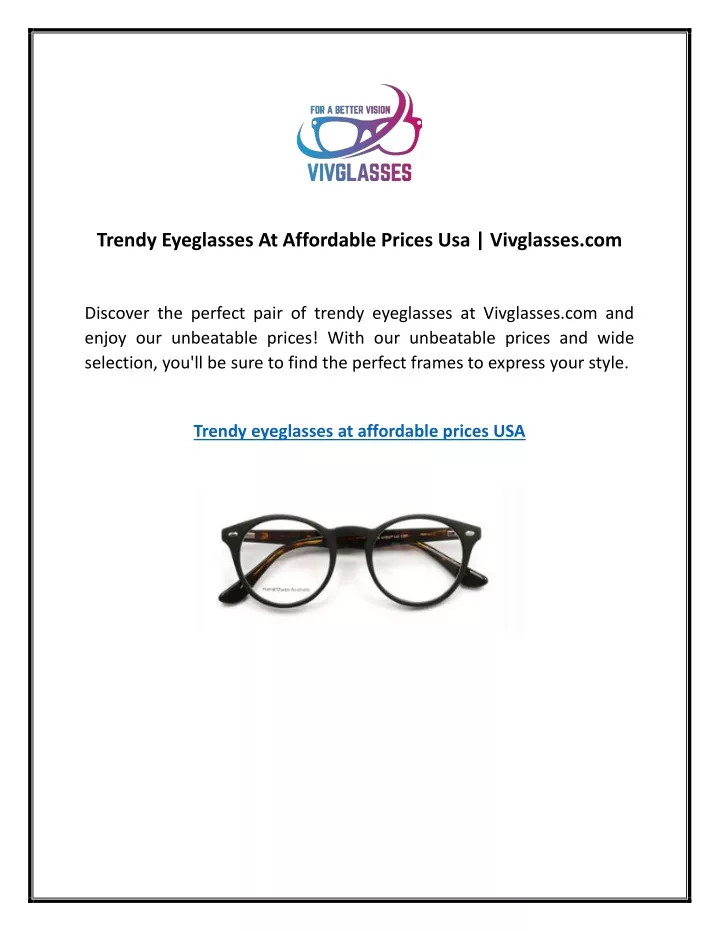 trendy eyeglasses at affordable prices