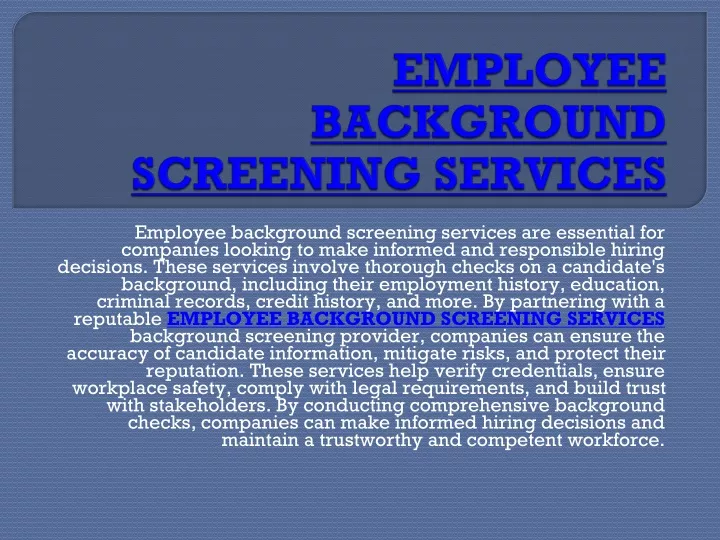 employee background screening services