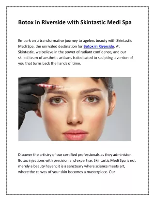 Botox in Riverside with Skintastic Medi Spa