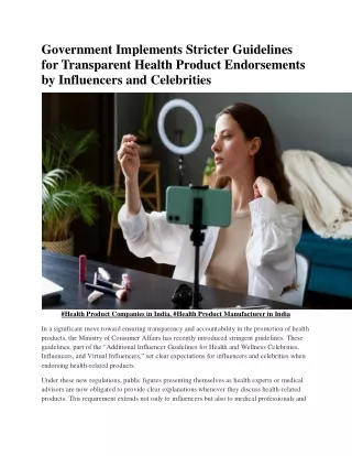 Government Implements Stricter Guidelines for Transparent Health Product Endorse