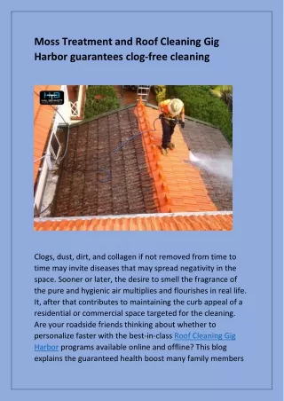 Moss Treatment and Roof Cleaning Gig Harbor