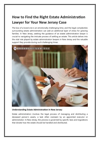 How to Find the Right Estate Administration Lawyer for Your New Jersey Case