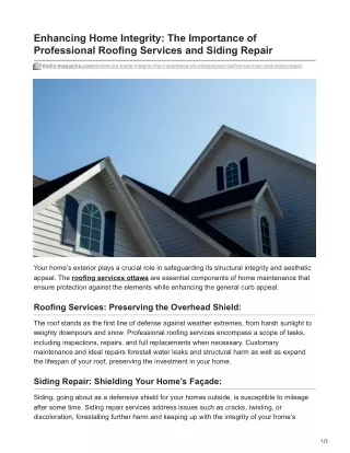 Secure Your Sanctuary: Expert Roofing and Siding for Home Durability
