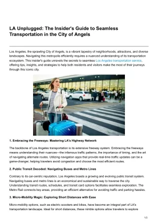 LA Unplugged The Insiders Guide to Seamless Transportation in the City of Angels