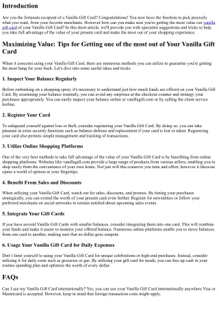 Optimizing Worth: Tips for Getting one of the most out of Your Vanilla Gift Card