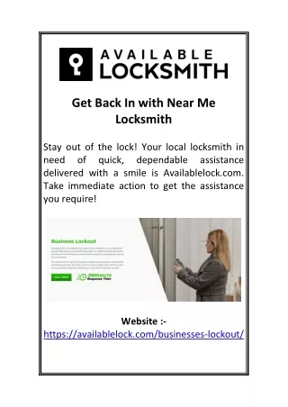 Get Back In with Near Me Locksmith