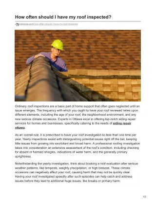 Stay Covered: The Optimal Schedule for Roof Inspections Unveiled
