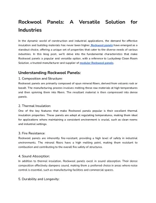 Rockwool Panels_ A Versatile Solution for Industries