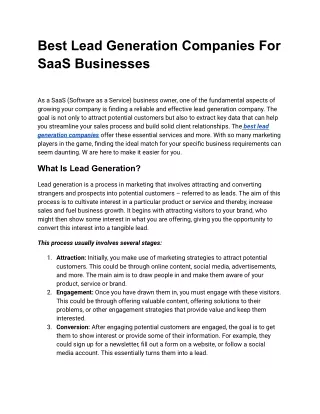Best Lead Generation Companies For SaaS Businesses