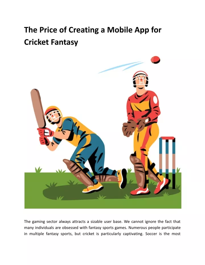 the price of creating a mobile app for cricket