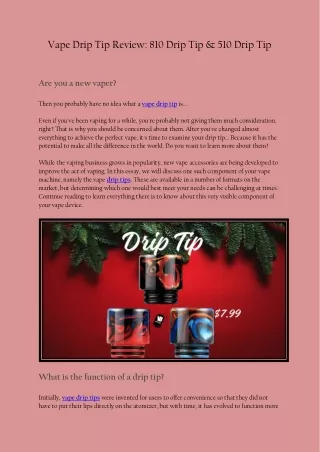 vape drip tip review 810 drip tip 510 drip tip