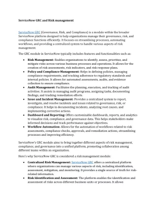 servicenow grc and risk management