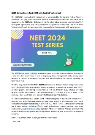 NEET Online Mock Test 2024 with Sarthak