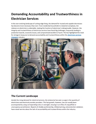 Demanding Accountability and Trustworthiness in Electrician Services