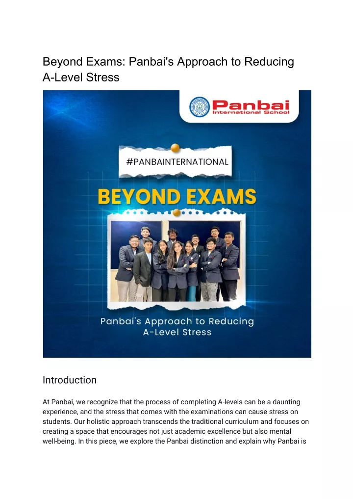 beyond exams panbai s approach to reducing