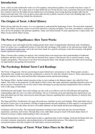 The Scientific research of Tarot Card: Discovering the Psychology and Neurobiolo